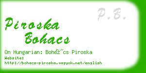 piroska bohacs business card